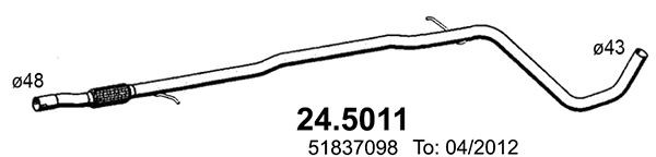 ASSO Tubo gas scarico 24.5011 ASSO 24.5011 Tubo gas scarico Ypsilon 3 serie originale prezzo