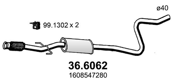 ASSO Marmitta centrale 36.6062 36.6062 costo Marmitta centrale ASSO PEUGEOT 307