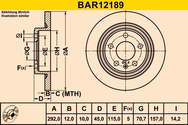 Barum Bremseskive BAR12189 Bremseskiver Barum KADETT BAR12189 billige