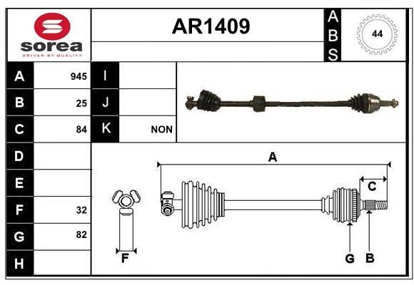 SNRA Aandrijfas AR1409 SNRA AR1409 Aandrijfas Alfa Romeo 146 930 prijs