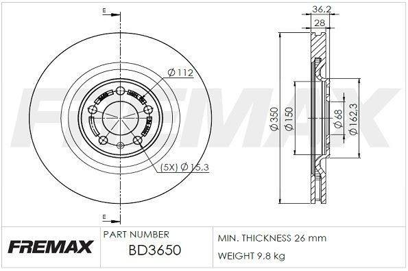 FREMAX Disco de travão BD-3650 Disco FREMAX EOS BD-3650 baratos