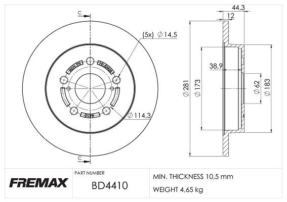 FREMAX Disco freno BD-4410 BD-4410 costo Dischi freno FREMAX TOYOTA CAMRY