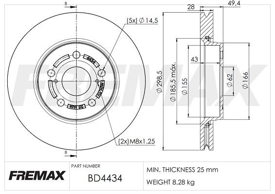 FREMAX Brake disc BD-4434 Toyota URBAN CRUISER FREMAX performance brake discs BD4434