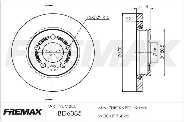 FREMAX Bremseskive BD-6385 BD-6385 Bremseskive VW SHARAN FREMAX