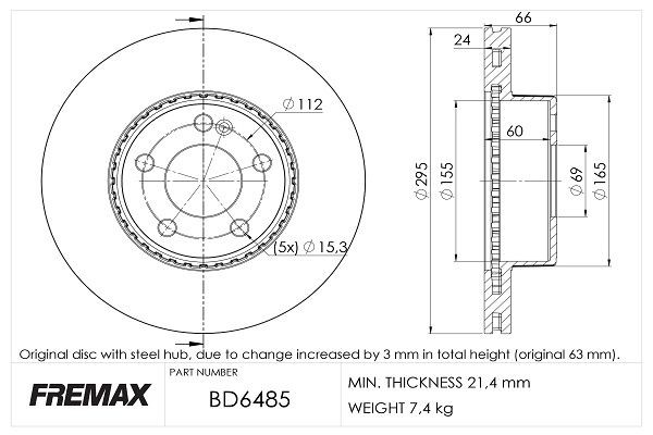 FREMAX Disque de frein BD-6485 BD-6485 Disques de frein MERCEDES-BENZ SLK FREMAX