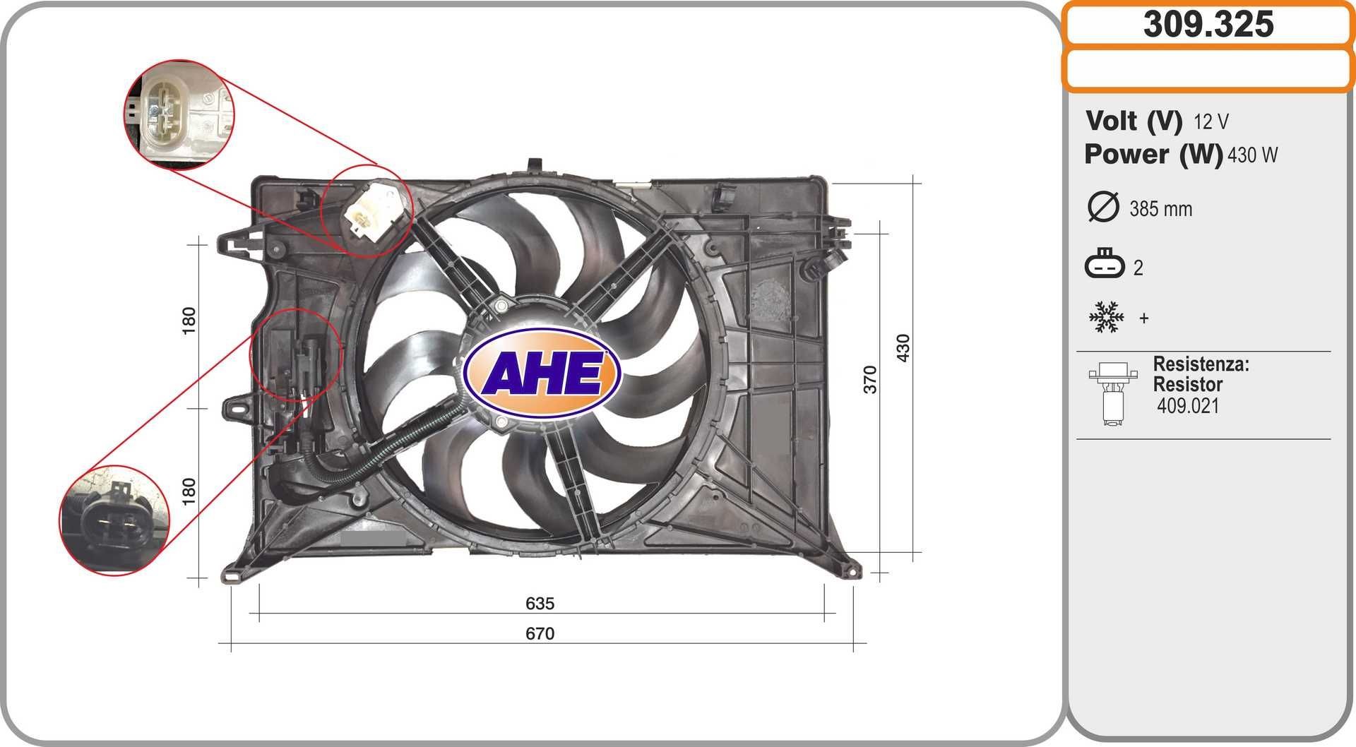 AHE Kjølevifte 309.325 Kjølevifte AHE Fiat BRAVA 309.325