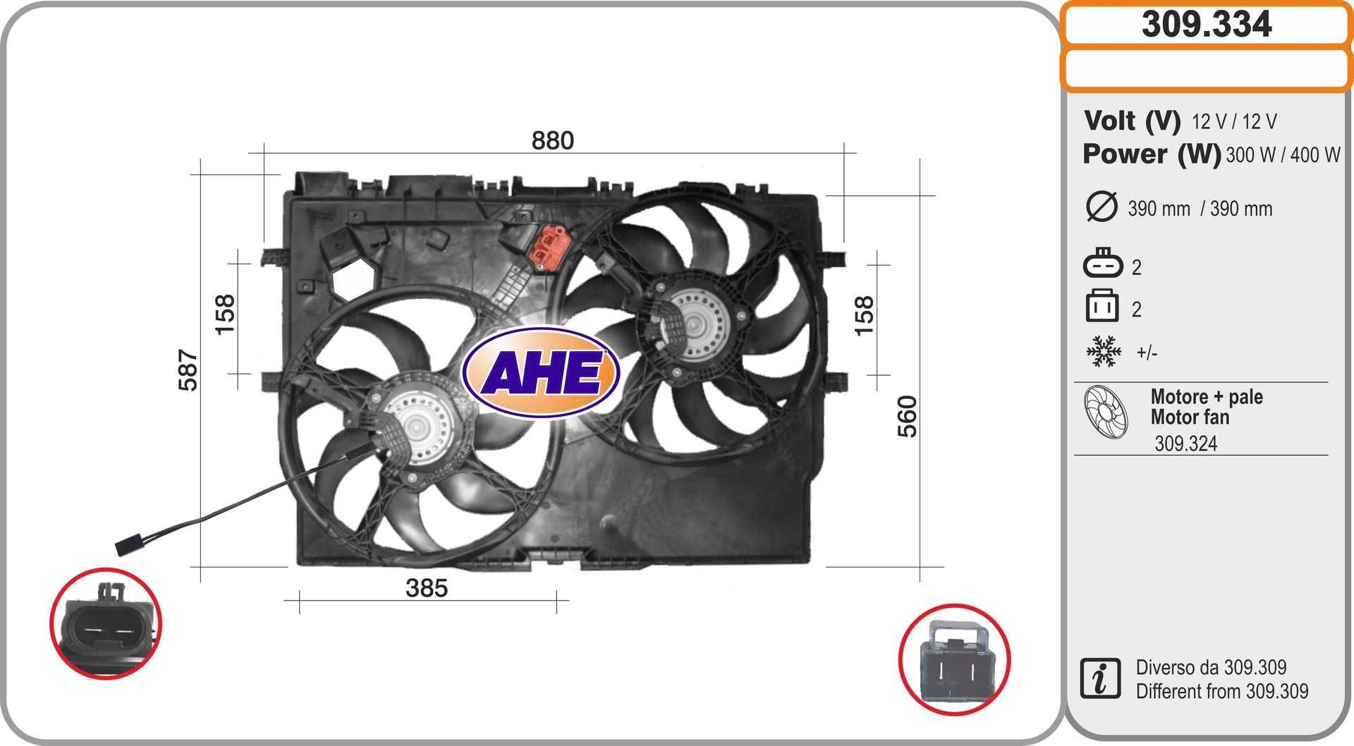 AHE Kjølevifte 309.334 Radiatorvifte AHE BRAVA 309.334 billige