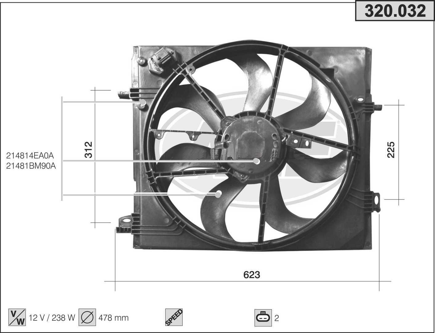 AHE Køleventilator 320.032 Køleventilator AHE Renault SCÉNIC 320.032