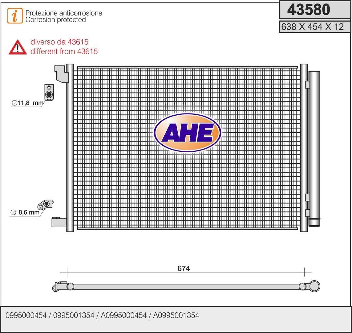 AHE Condensor voor airco 43580 AHE 43580 Airco-koeler Mercedes Vito Tourer prijs