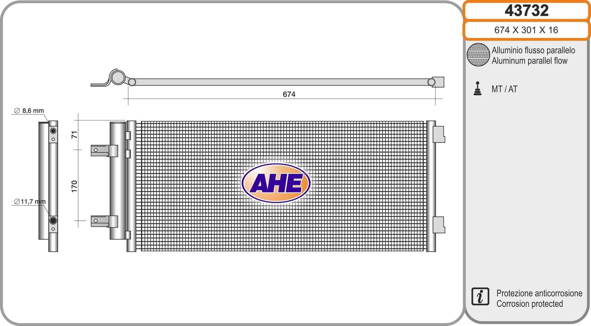 AHE Condensatore climatizzatore 43732 AHE 43732 Radiatore clima Astra K Sports Tourer (B16) prezzo