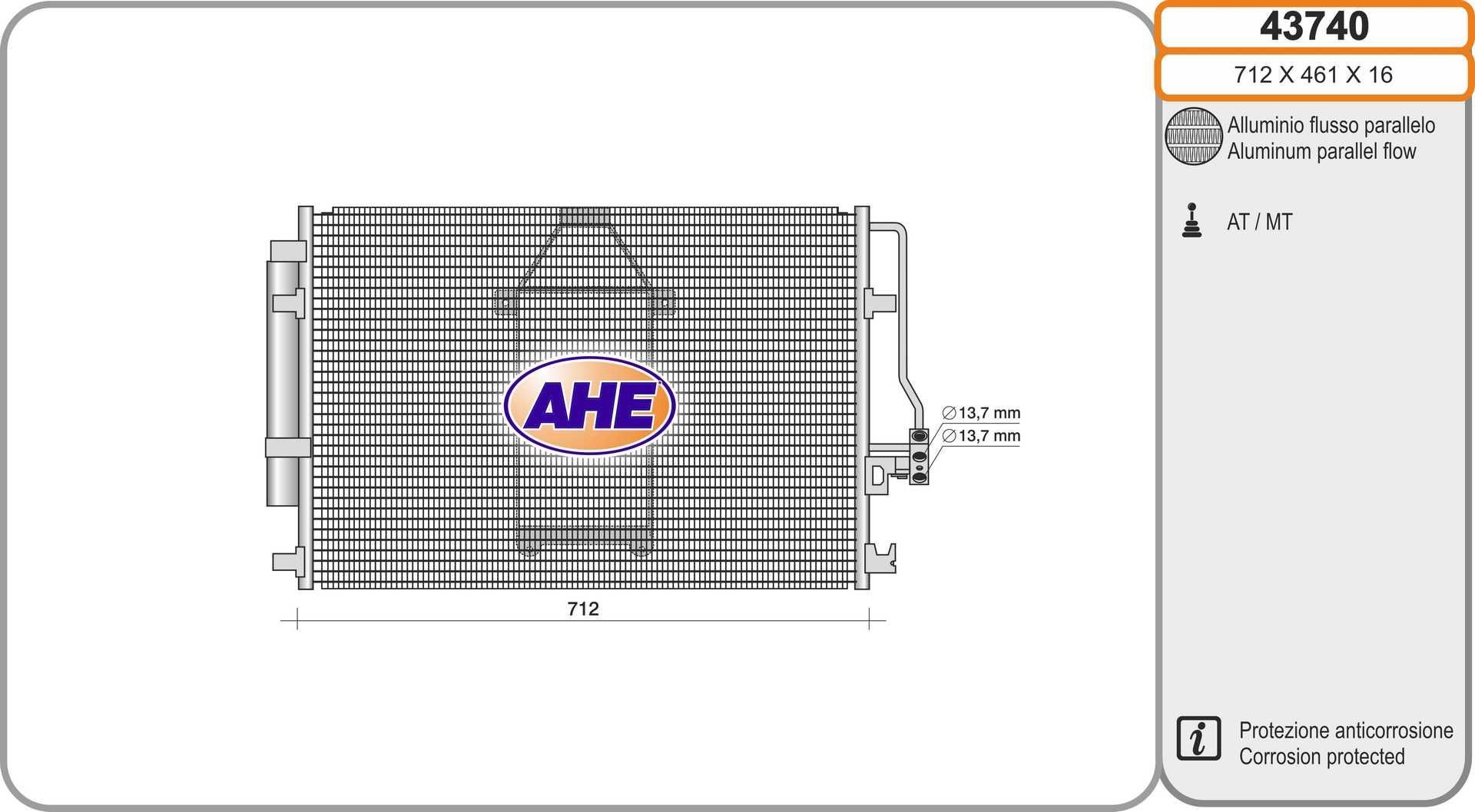 AHE Kondensator, klimaanlæg 43740 AC condenser MERCEDES-BENZ AHE 43740