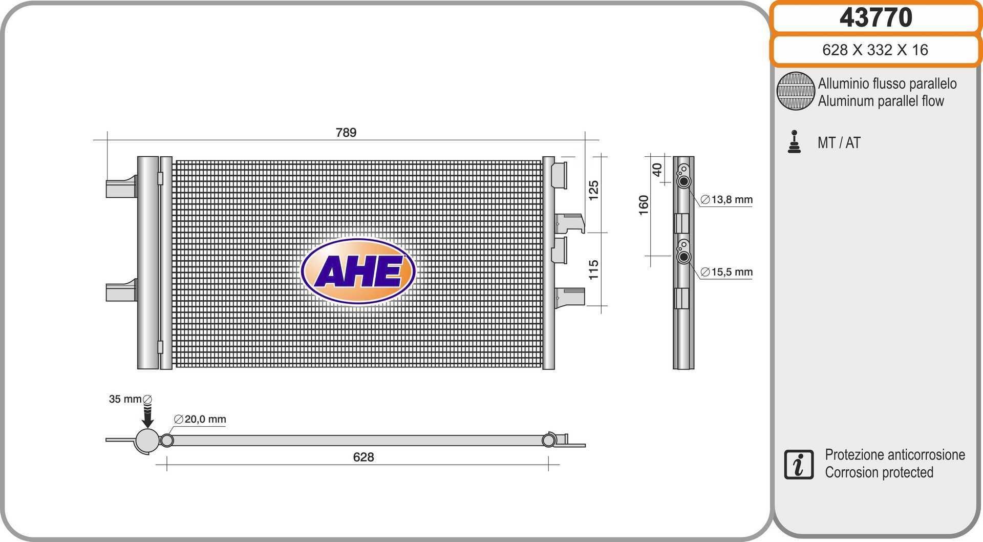 AHE Kondenzátor klimatizácie 43770 43770 Chladič klimatizácie BMW X6 AHE