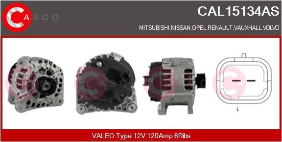 CASCO Laturi CAL15134AS CAL15134AS CASCO Laturi Volvo C30 hinta