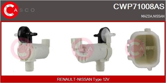 Reinigingsvloeistofpomp, ruitenreiniging CASCO CWP71008AS CASCO CWP71008AS Ruitensproeierpomp NISSAN NV200 2016