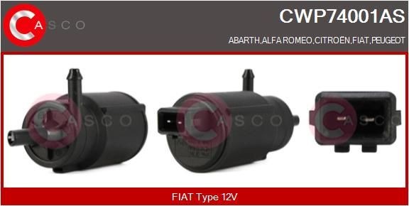 Water Pump, window cleaning CASCO CWP74001AS CASCO CWP74001AS Citroen RELAY 2016 Windshield washer pump price