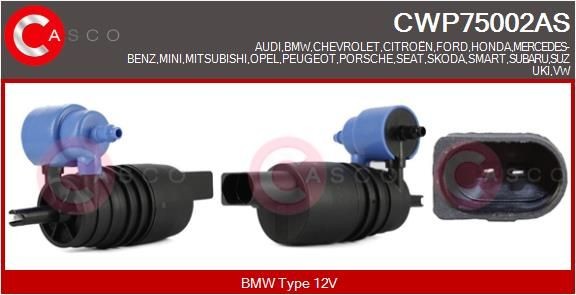CASCO Pompa acqua lavaggio, Pulizia cristalli CWP75002AS CASCO CWP75002AS Pompa tergicristalli CHEVROLET prezzi originali