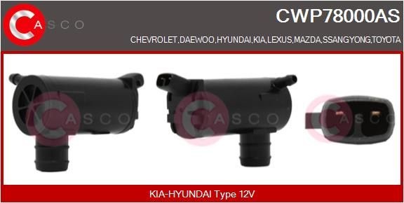 CASCO Klaasipesuvee pump, klaasipuhastus CWP78000AS Klaasipesu pump Daewoo KLAL CWP78000AS CASCO