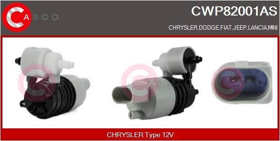 CASCO Water Pump, window cleaning CWP82001AS VOLVO V50 CASCO windscreen washer pump CWP82001AS