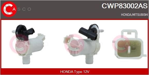 CASCO Ūdenssūknis, Stiklu tīrīšanas sistēma CWP83002AS CASCO CWP83002AS Stiklu tīrīšanas sistēmas šķidruma sūknis MITSUBISHI Lancer VIII Hatchback (CX_A) lēti