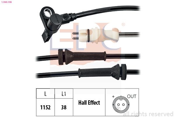 EPS ABS-givare 1.960.198 1.960.198 EPS hjulvarvtalssensor FIAT CROMA