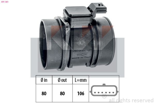KW Mass air flow sensor 491 361 RENAULT KANGOO KW mass air flow sensor (maf) 491361
