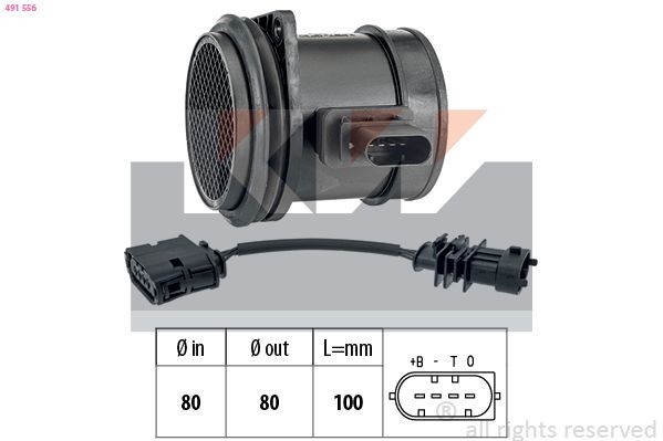 KW Luftmassemåler 491 556 491 556 Luftmængdemåler KW BMW 5-serie