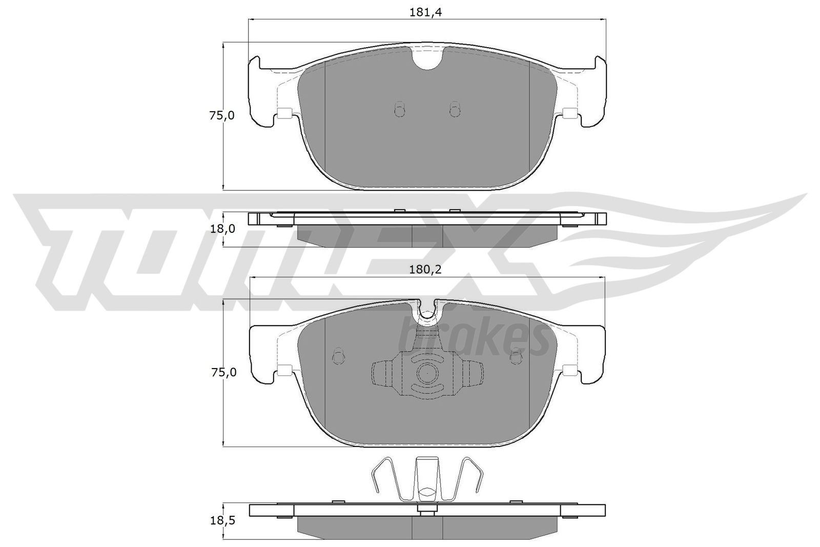 TOMEX brakes Bromsbelägg TX 18-57 TX 18-57 TOMEX brakes bromskloss Jaguar XE
