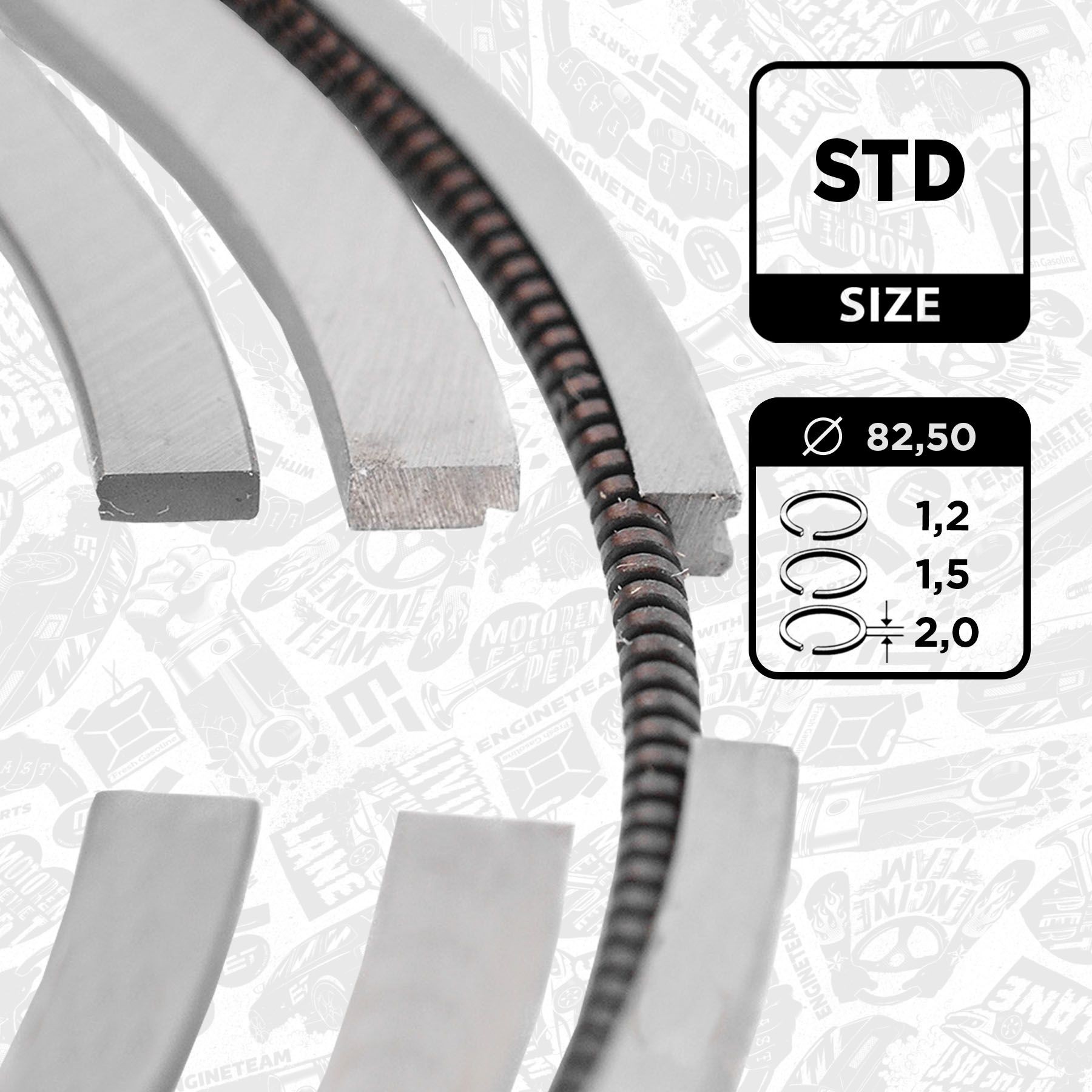 ET ENGINETEAM Kolvirõngakomplekt R1012200 Kolvirõngad ET ENGINETEAM Skoda 105,120 R1012200