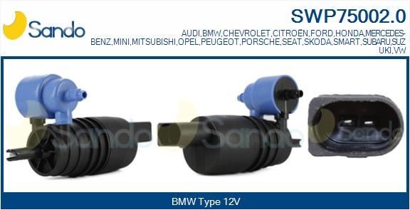 SANDO Pompa acqua lavaggio, Pulizia cristalli SWP75002.0 SANDO SWP75002.0 Pompa acqua lavaggio tergicristallo Jimny IV SUV (A6G) prezzo