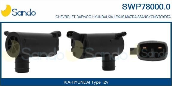 Pompa acqua lavaggio, Pulizia cristalli SANDO SWP78000.0 SANDO SWP78000.0 costo Pompa tergicristalli Hyundai H-1 Furgonato 2012