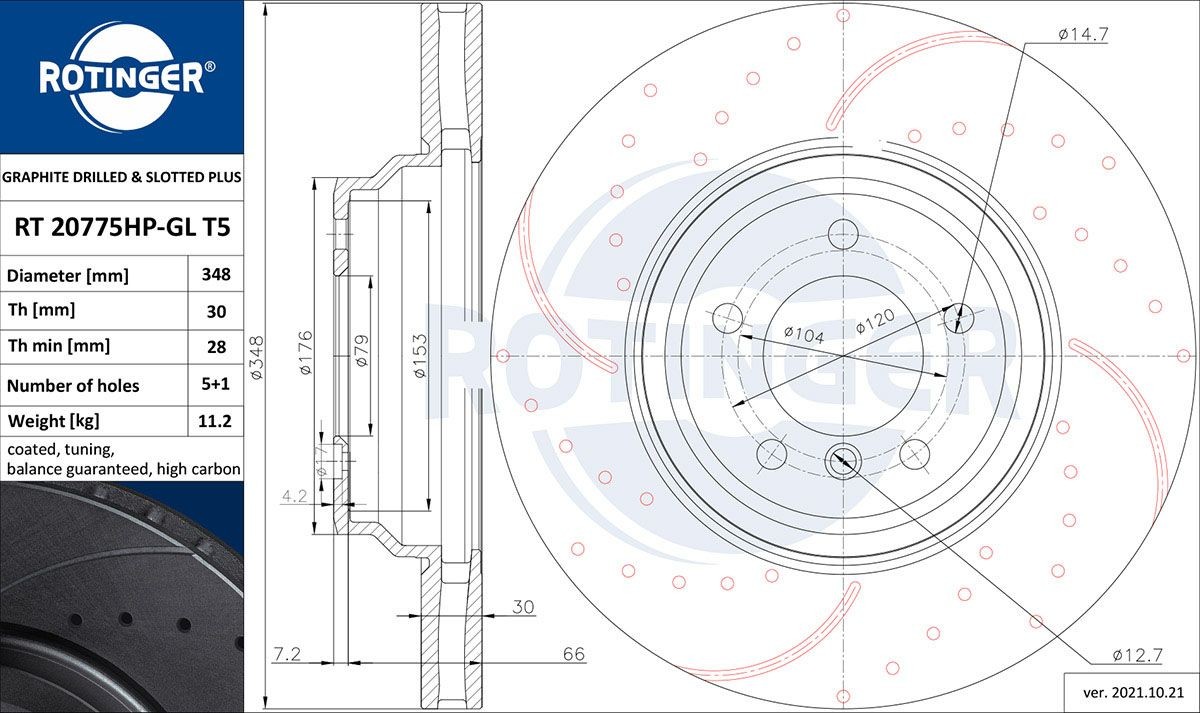 ROTINGER Δισκόπλακα RT 20775HP-GL T5 RT 20775HP-GL T5 ROTINGER Δίσκος φρένων BMW φθηνά