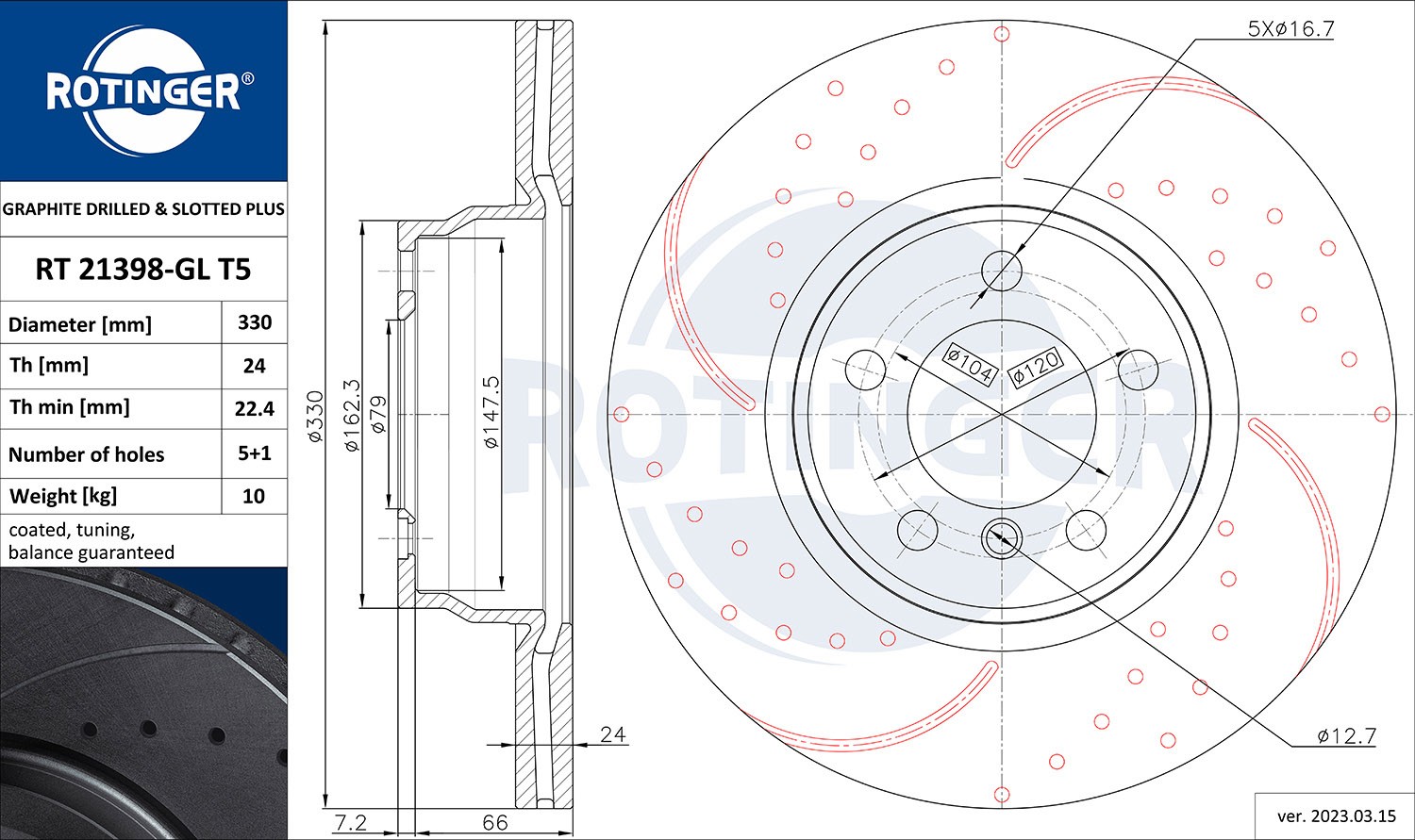 ROTINGER Bromsskiva RT 21398-GL T5 RT 21398-GL T5 ROTINGER Bromsskivor sport BMW
