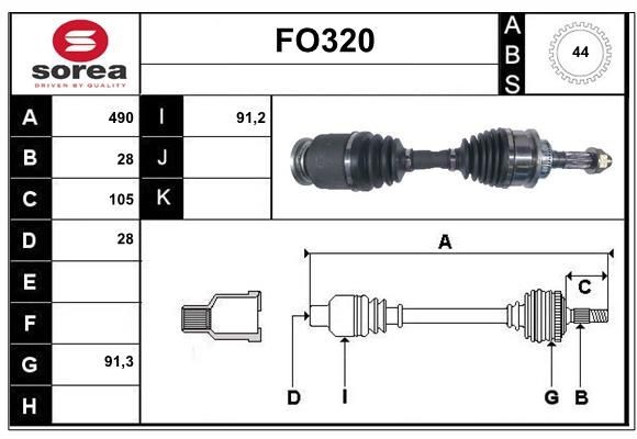 Arbre de transmission SERA FO320 SERA FO320 Cardan de transmission avant droit gauche Mazda BT-50 2019