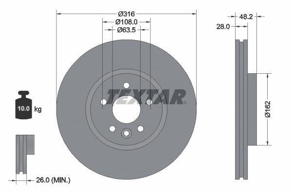 TEXTAR Remschijf 92300605 Jaguar XE Remschijven set TEXTAR 92300605
