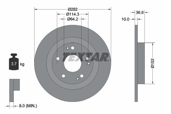 TEXTAR Tarcza hamulcowa 92301303 TEXTAR 92301303 Części układu hamulcowego HONDA Civic X Sedan (FC_)