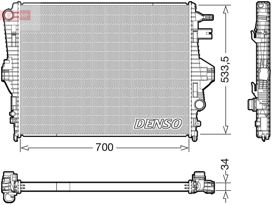 Chladič motora DENSO DRM32050 DENSO DRM32050 Chladič vody Porsche CAYENNE 2011