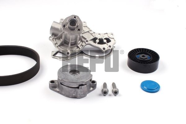 HEPU Pompe à eau+Jeu de courroie trapézoïdale à nervures PK05127 Volkswagen POLO Kit de courroie d'accessoire HEPU PK05127