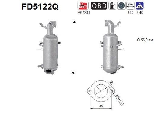 Filtro de partículas AS FD5122Q AS FD5122Q: Filtro de partículas Dodge RAM 2024