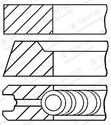 GOETZE ENGINE Virzuļa gredzenu komplekts 08-283600-00 GOETZE ENGINE 08-283600-00 Virzuļu gredzeni RENAULT CAPTUR orģinālās