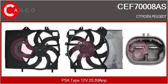 CASCO Elektrische motor, radiateurventilator CEF70008AS CASCO CEF70008AS Elektrische motor, radiateurventilator Citroën Berlingo M aan een voordelige prijs
