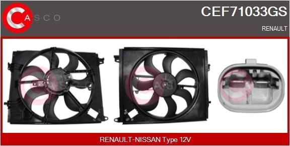 CASCO Elmotor, kylarfläkt CEF71033GS CASCO CEF71033GS Elmotor, kylarfläkt Renault Megane 2 Kombi