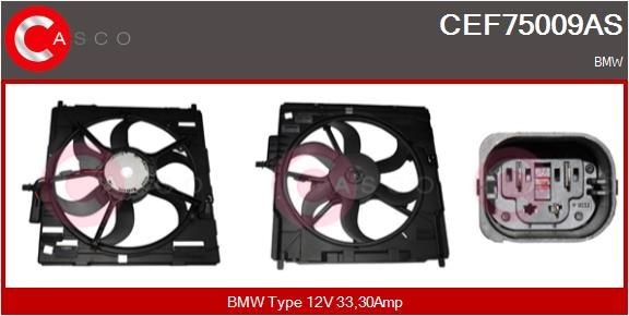 CASCO Elektrische motor, radiateurventilator CEF75009AS BMW 5-serie Elektrische motor, radiateurventilator CASCO CEF75009AS