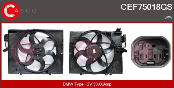 CASCO Elektrische motor, radiateurventilator CEF75018GS CEF75018GS Elektrische motor, radiateurventilator BMW 5-serie CASCO