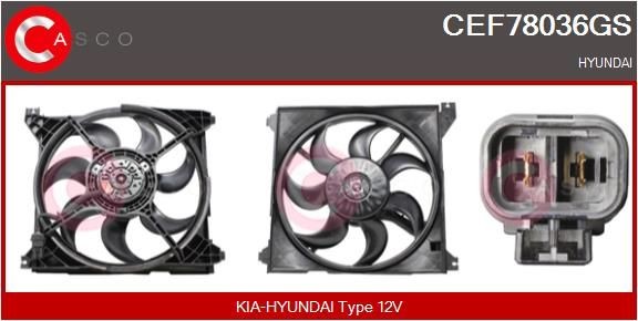 CASCO Elektrische motor, radiateurventilator CEF78036GS CEF78036GS Elektrische motor, radiateurventilator CASCO HYUNDAI i40