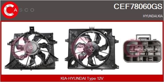 CASCO Kjølevite, radiator CEF78060GS Elektromotor, radiator ventilator HYUNDAI CASCO CEF78060GS