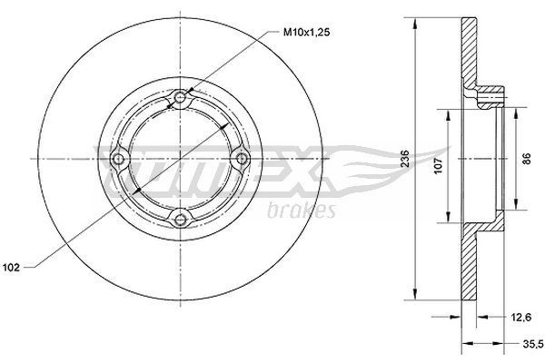 TOMEX brakes Brake disc TX 70-33 TOMEX brakes TX 70-33 Brake disc CHEVROLET Spark (M150) 1.0 64 hp 2002