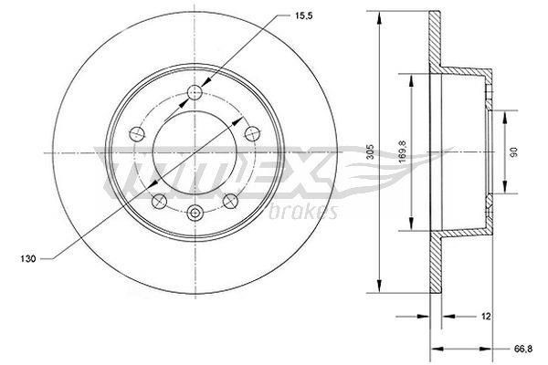 TOMEX brakes Remschijf TX 70-37 TX 70-37 TOMEX brakes Sportremschijven Renault goedkoop