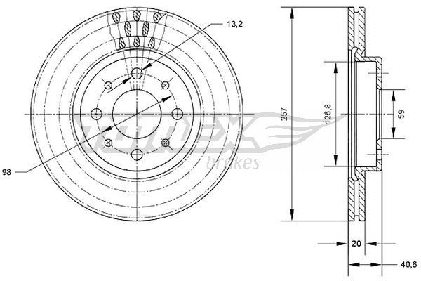 TOMEX brakes Disco de travão TX 70-42 TX 70-42 Discos ALFA ROMEO GT TOMEX brakes