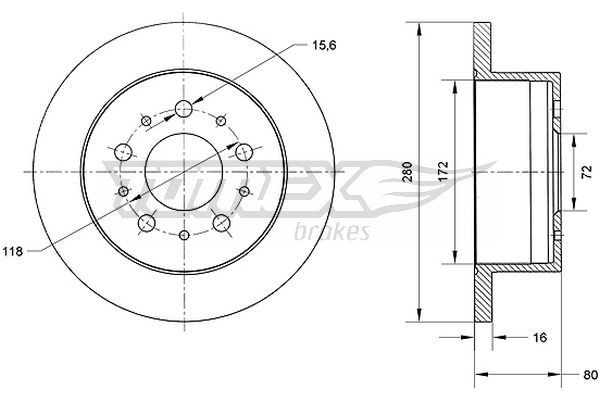 TOMEX brakes Brzdový kotouč TX 70-61 TOMEX brakes TX 70-61 Brzdový kotouč