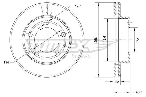 TOMEX brakes Bremseskive TX 70-70 Bremseskive TOMEX brakes MAZDA TX 70-70